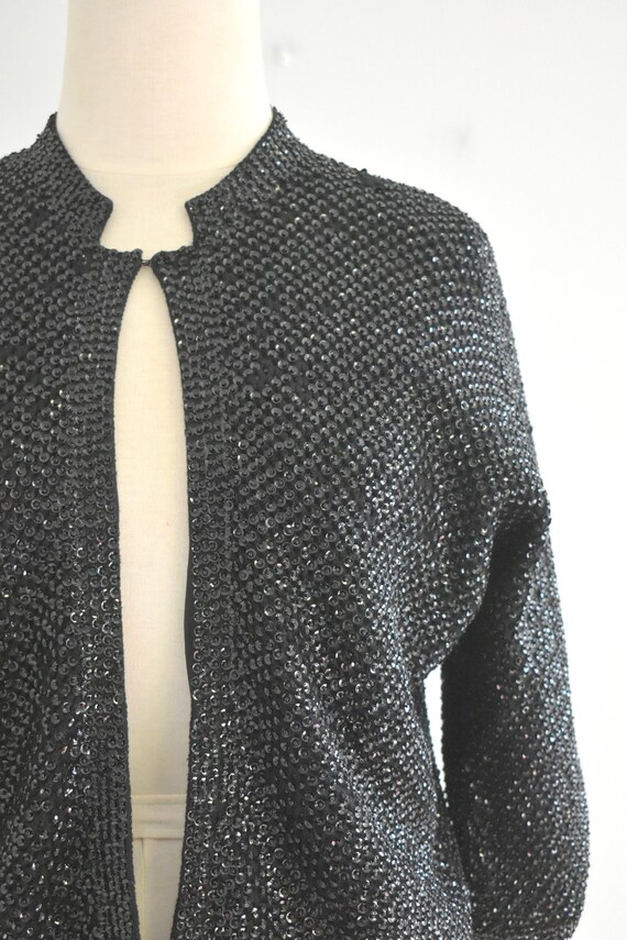 1950s/60s Black Sequined Cardigan - image 3