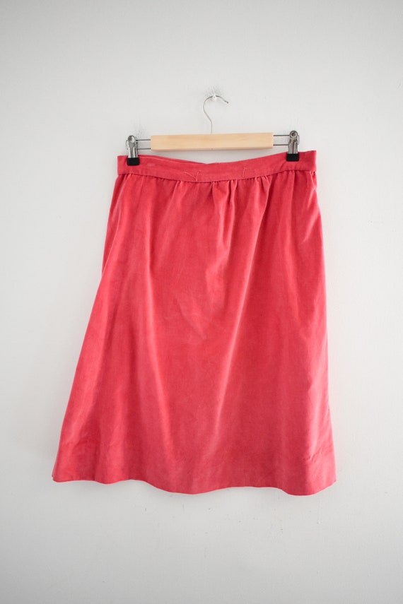 1960s Pink Cotton Velveteen Skirt - image 2