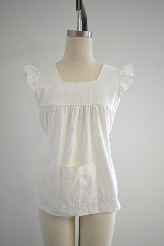 1970s White Corduroy Baby Doll Top - image 2