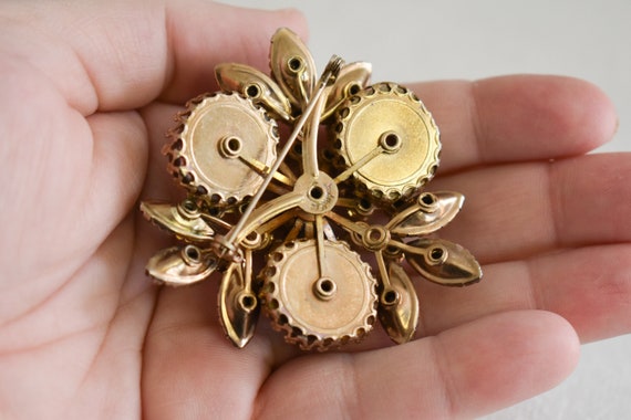 1950s Judy Lee Autumnal Rhinestone Brooch - image 5