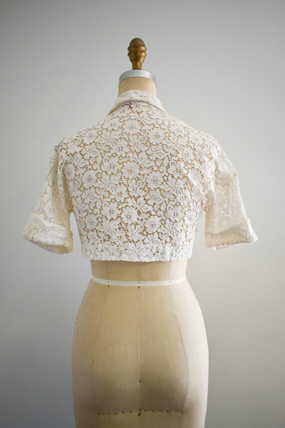 1940s Cream Lace Bolero Jacket Gem