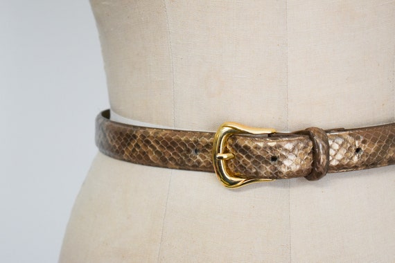 1980s Liz Claiborne Gold Snake Skin Belt - image 2