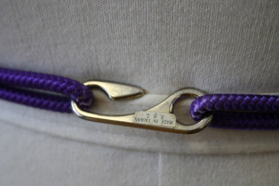 1980s Silver Ring and Purple Cord Belt - image 5