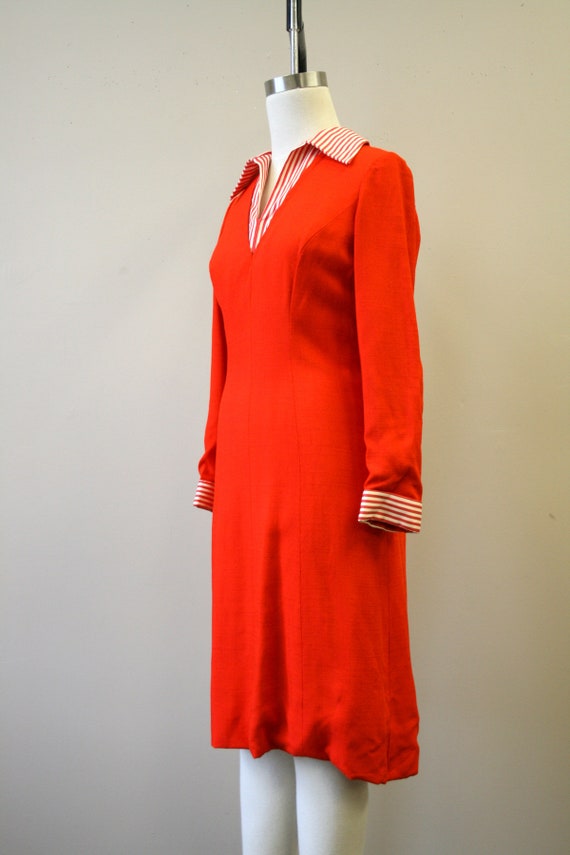 1970s Adele Simpson Red-Orange Dress - image 3