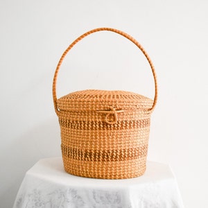 Bolso vintage de paja de pino con asa superior