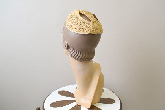 1930s Cream Straw Juliet Cap