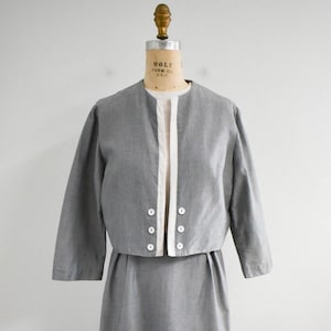 1950s/60s Bobbie Brooks Gray and White Dress and Jacket Set