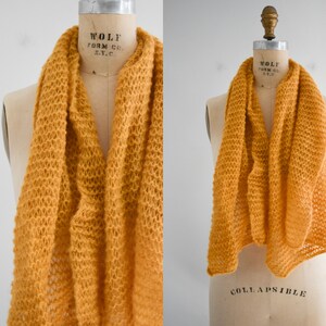 1970s Golden Yellow Open Knit Scarf image 2