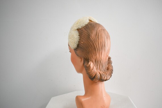 1950s Cream Raffia/Straw Headband Hat - image 5