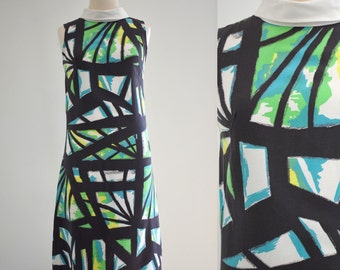 1960s Abstract Print Cotton Dress