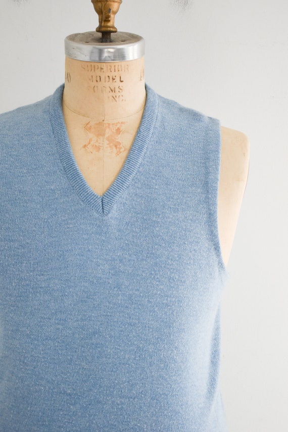 1970s/80s Pale Blue Men's Sweater Vest - image 2