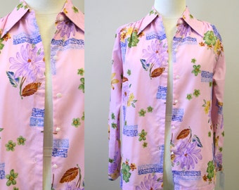 1970s Lilac Floral Blouse