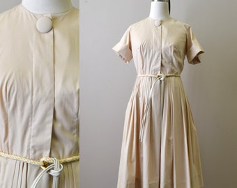 1960s Pale Tan Shirtwaist Dress
