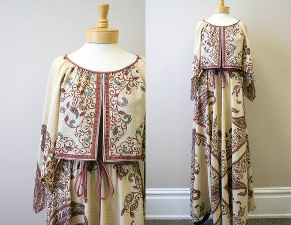 1970s Dalani II Boho Printed Maxi Dress