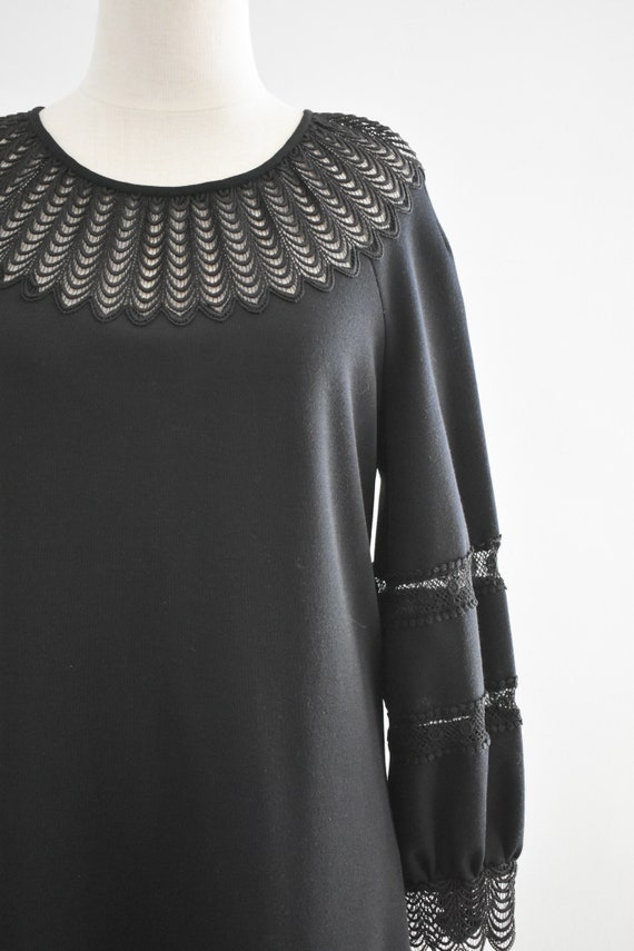 1960s Butte Knits Black Lace Neck Midi Dress - image 2