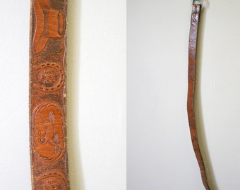 1960s Western Tooled Leather Belt