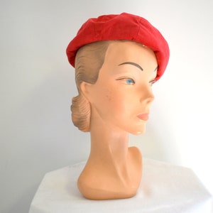 1960s Red Suede Beret Style Hat image 2