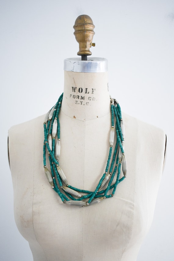 1970s/80s Green Wooden Bead Necklace - image 2