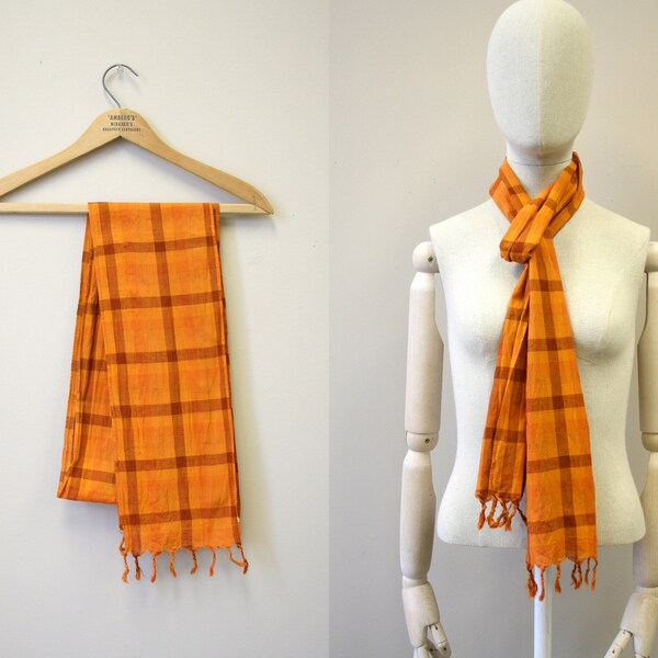 Patchwork Plaid Scarf in Orange main image 1