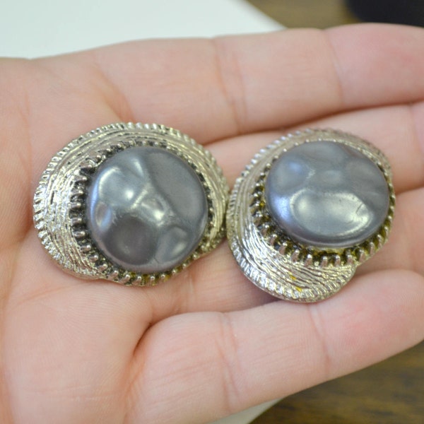 1960s Gray Pearl Clip Earrings