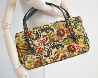 1960s Kadin Floral Tapestry Handbag