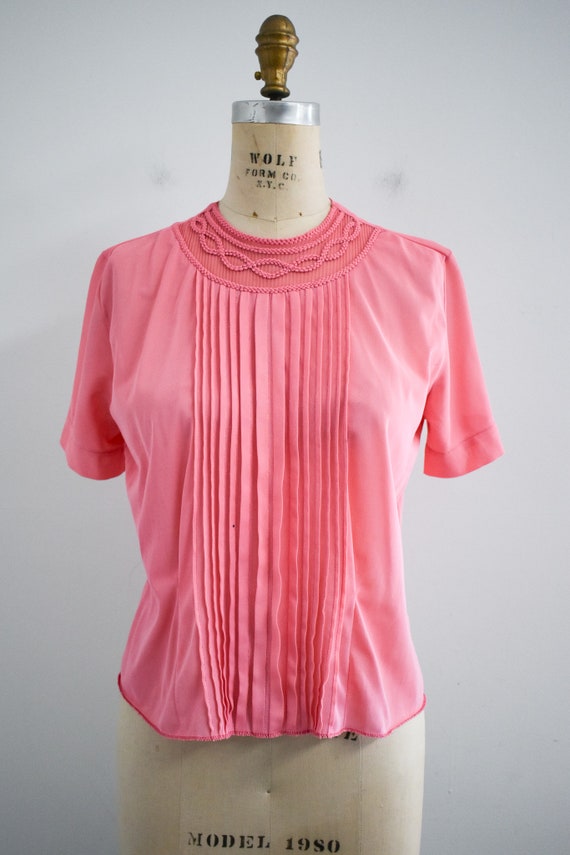 1940s/50s Pink Nylon Blouse - image 2