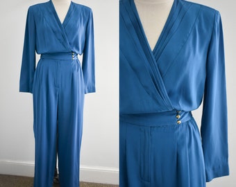 1990s Liz Claiborne Teal Jumpsuit