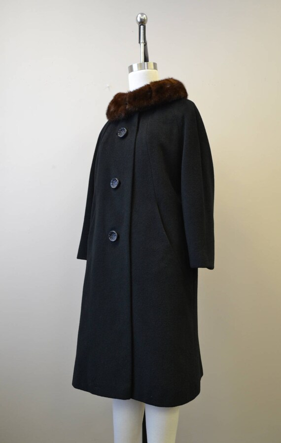 Black wool coat with fur hotsell