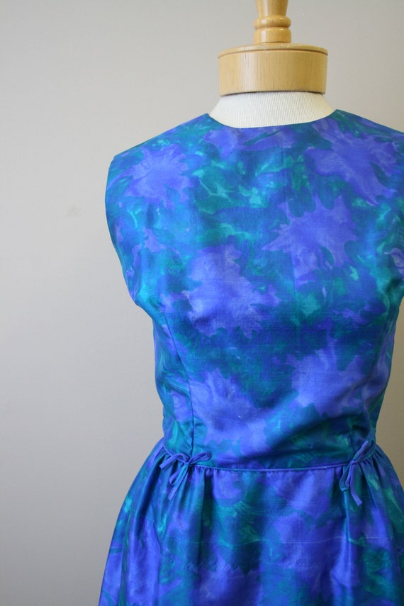 1960s Hayette Blue Silk Sheath Dress - image 2