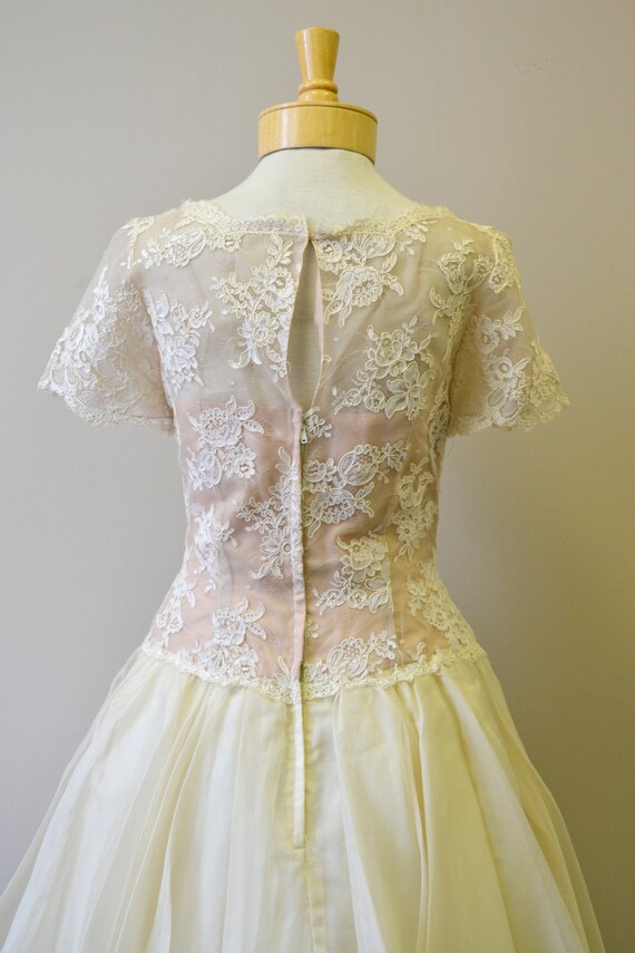 1950s Mr. Frank Cream Lace and Organdy Dress - image 7