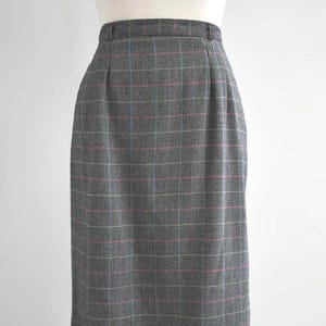 1980s Black Plaid Pencil Skirt