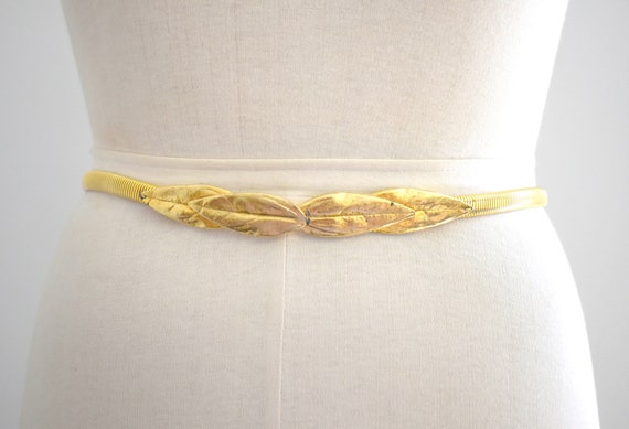 1980s Mimi Di N Gold Leaf Elastic Coil Belt - image 3