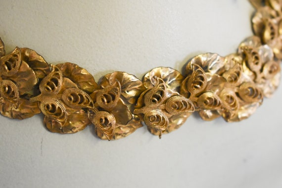 1930s/40s Brass Leaf Necklace with Shell Clasp - image 7