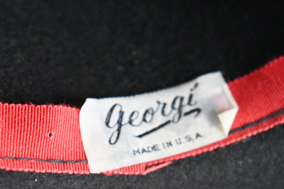1960s Georgi Black Wide Brim Wool Felt Hat - image 7