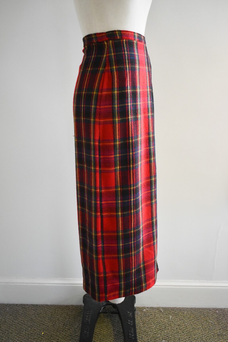 1990s Red Plaid Maxi Skirt image 5