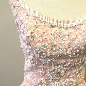 1960s Pat Sandler Pink Beaded Lace and Chiffon Dress image 4