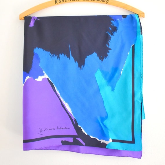 1980s Barbara Kracht Abstract Silk Scarf - image 1