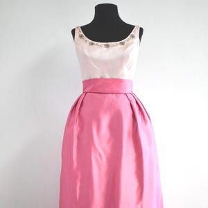1960s Two Tone Pink Satin Formal Dress