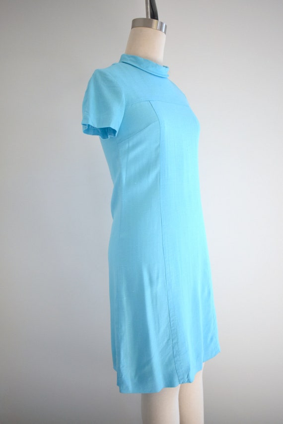 1960s Adele Martin Turquoise Linen Dress - image 4