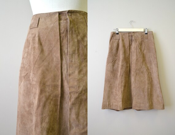 1960s Anne Fogarty Brown Suede Mod Skirt