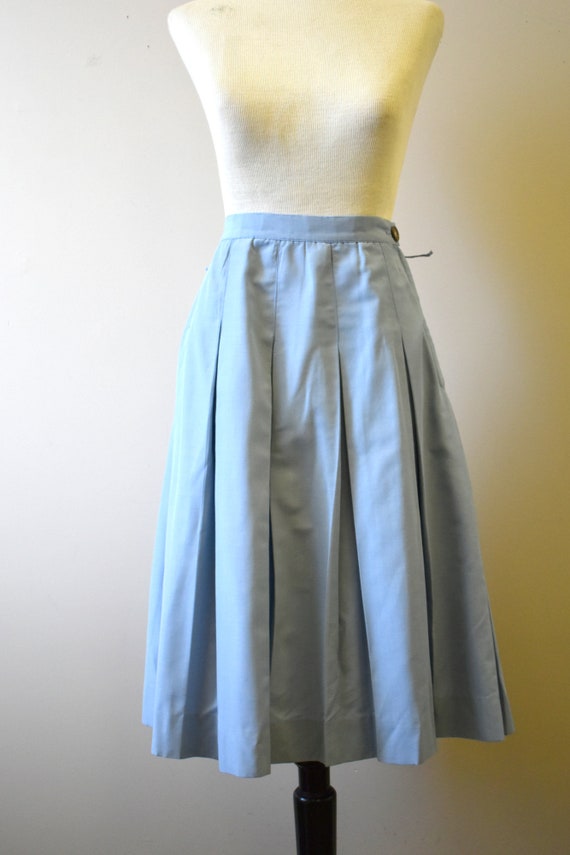 1960s Plaid Sleeveless Blouse and Pleated Skirt S… - image 6