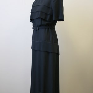 1940s Black Horizontal Pleats Dress image 4