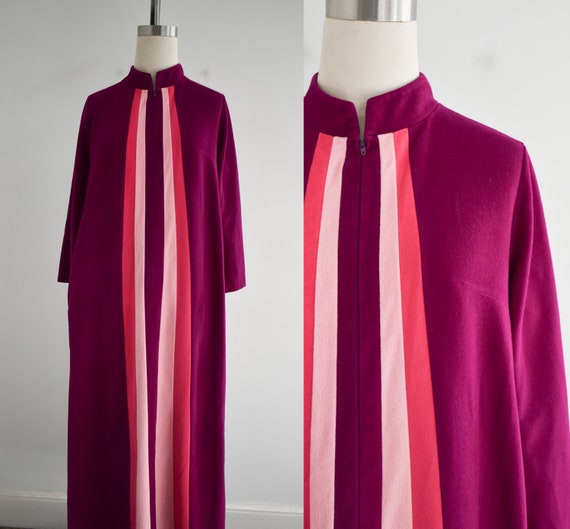 1970s Purple and Pink Velour Robe - image 1