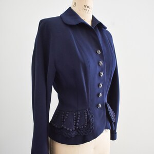 1940s Swansdown Navy Wool Gabardine Jacket image 3