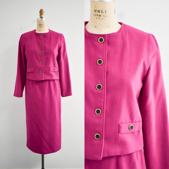 1980s Fuschia Skirt Suit - image 1