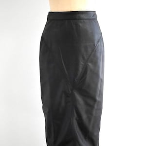1980s Black Leather Long Pencil Skirt