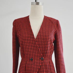 1980s Red and Black Houndstooth Blazer