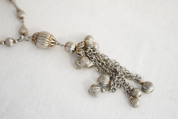 1960s/70s Silver Bead Tassel Necklace - image 5