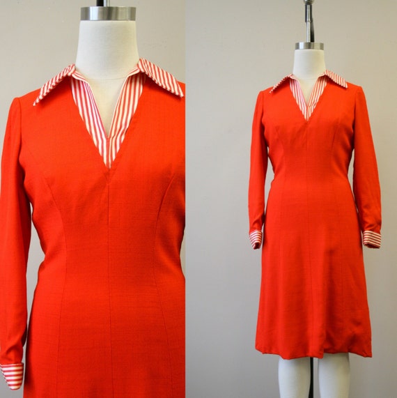 1970s Adele Simpson Red-Orange Dress - image 1