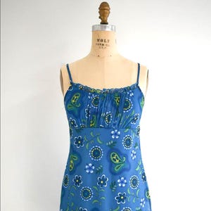 1990s Blue Paisley Mini Dress